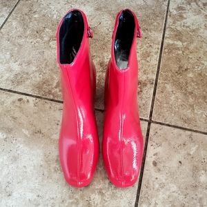 Red patent boots